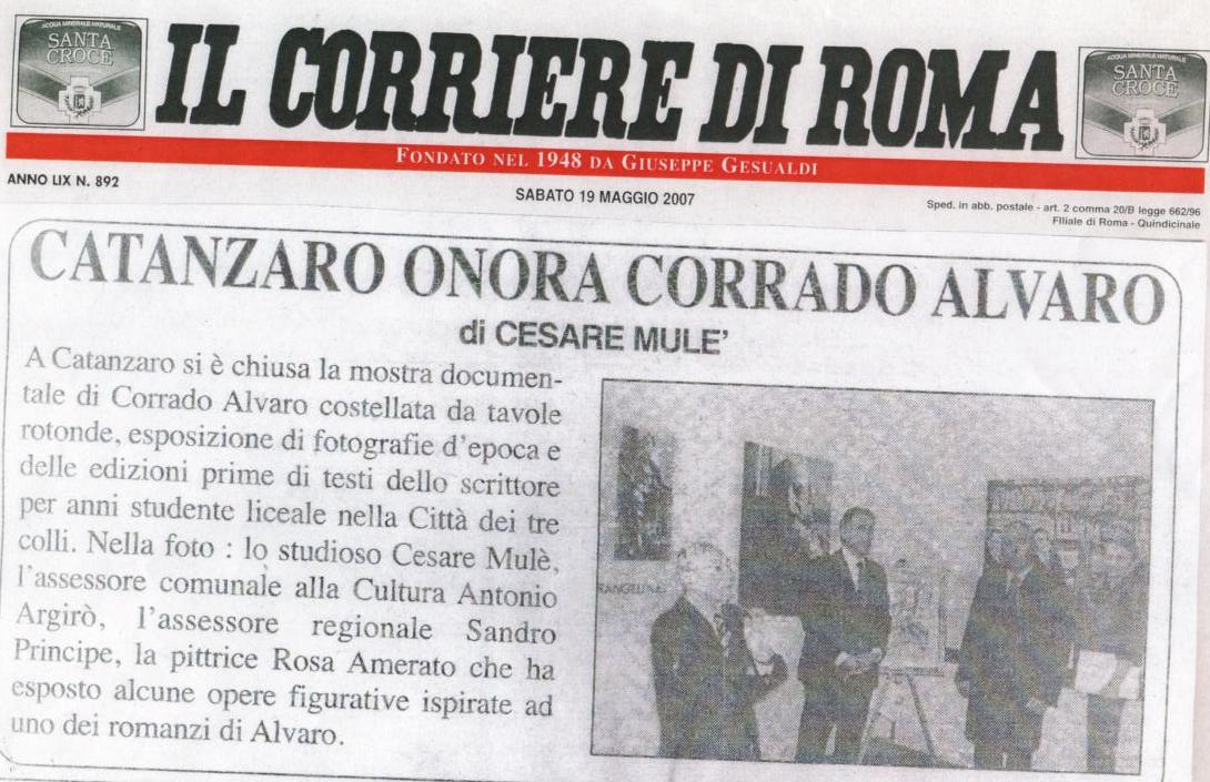 Articolo su Il Corriere di Roma - Mostra su Corrado - Catanzaro 2007